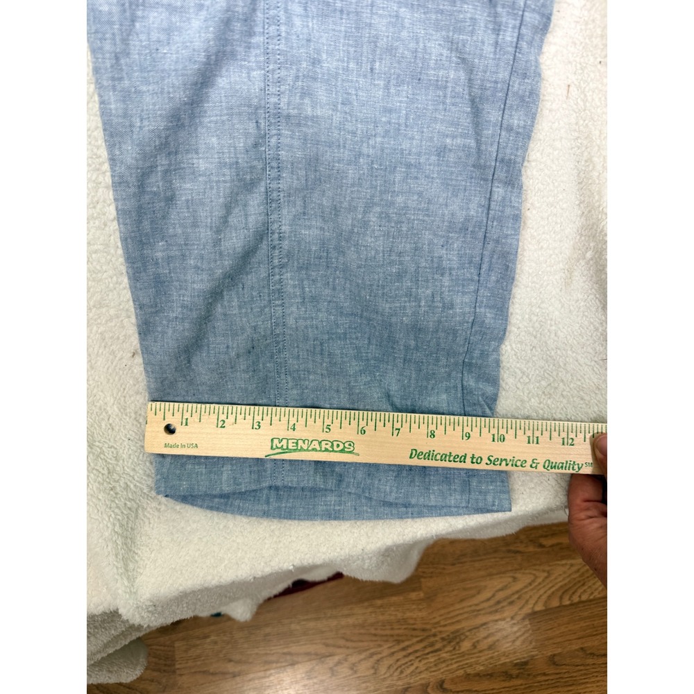 Orvis Linen Blend Pants Drawstring Light Blue Chambray Straight Leg Women Large - Picture 10 of 13
